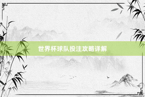 世界杯球队投注攻略详解